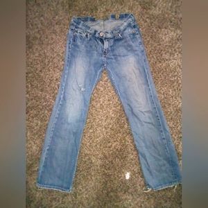 BKE Graydon Distressed Light Wash Loose Fit Straight Jeans, Size 31W/32L